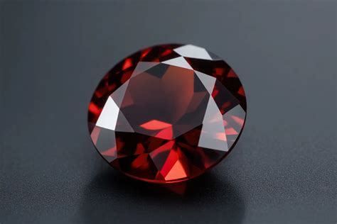 représentation d'un cristal d'almandin aux multiples facettes avec une couleur rouge profond