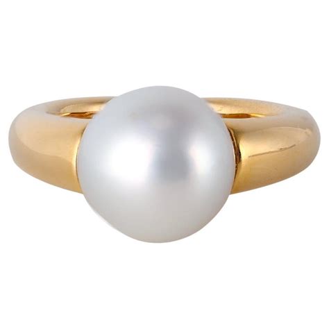 Schéma de la bague vintage Mikimoto avec trois perles d'Akoya en or jaune 14k