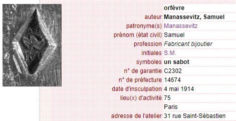 Poinçons de Samuel Manassevitz et de la maison Marchak