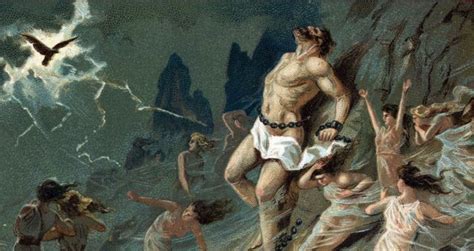 Représentation artistique de Prométhée offrant le feu aux hommes