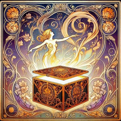 Illustration de Pandore ouvrant la boîte et libérant les maux