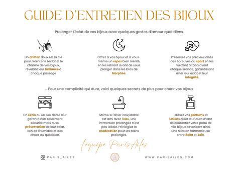 Infographie sur l'entretien des bijoux en or blanc.