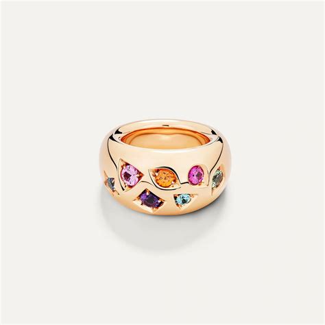 Schéma illustrant la construction d'une bague Pomellato avec une pierre collée plutôt qu'intégrée.