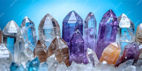 Photographie de plusieurs cristaux de Fluorite de différentes couleurs.