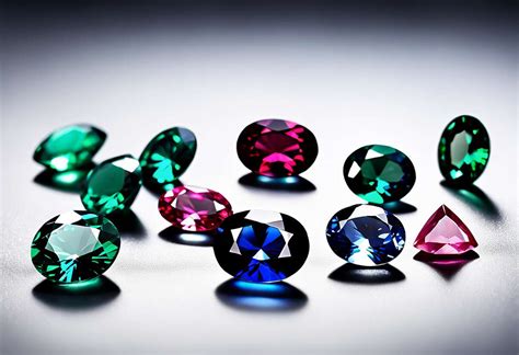 Gros plan sur des diamants naturels et des pierres précieuses (saphirs, rubis, émeraudes)