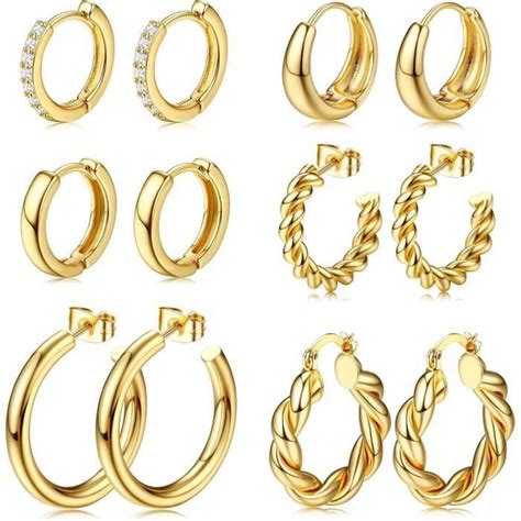 Illustration de différentes paires de boucles d'oreilles pour femmes et hommes.