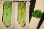 Cristal d'hiddenite vert montrant son pléochroïsme