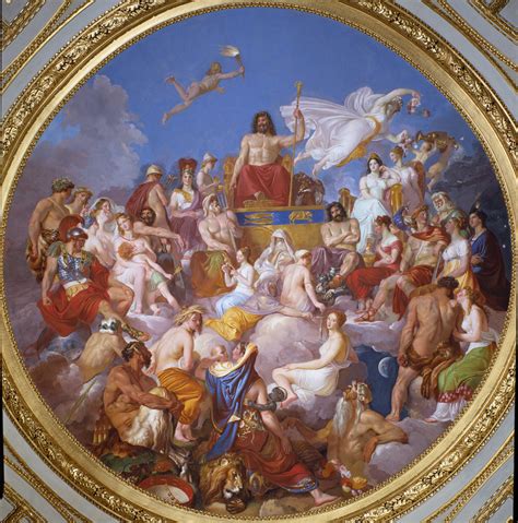 Représentation artistique des dieux de l'Olympe supervisant la création de Pandore
