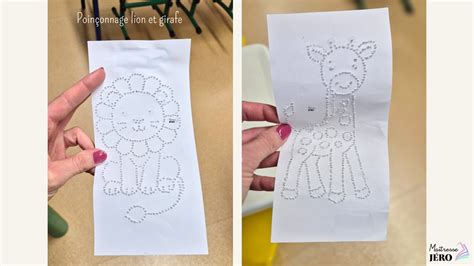 Exemple de production d'enfant après poinçonnage et coloriage, avec un fond décoré.