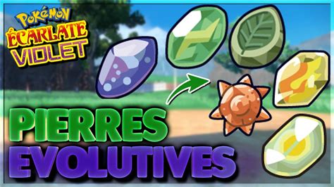 Illustration des différentes pierres d'évolution dans Pokémon Soleil et Lune