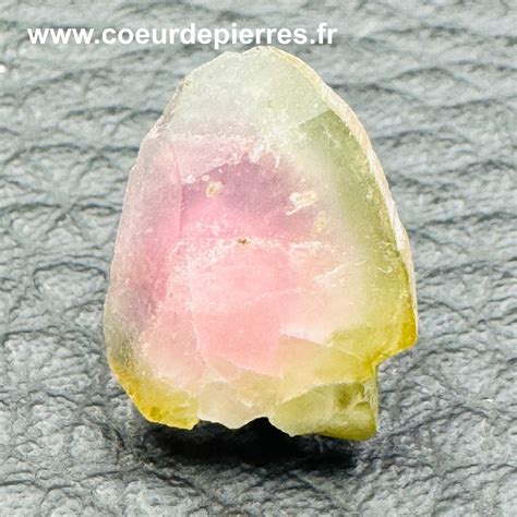 Illustration d'une tranche de tourmaline melon d'eau montrant le contraste entre le cœur rose et la bordure verte.