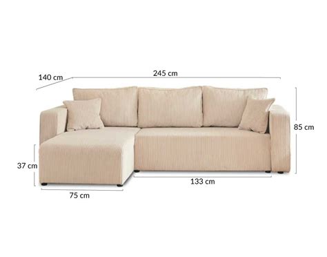 Infographie des dimensions d'un canapé d'angle Topaze avec cotes détaillées