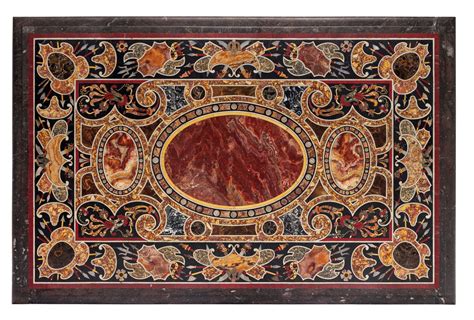 Exemple de plateau de table en marqueterie de pierres dures