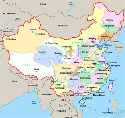 Carte de la Chine indiquant les principales villes de production de bijoux mentionnées
