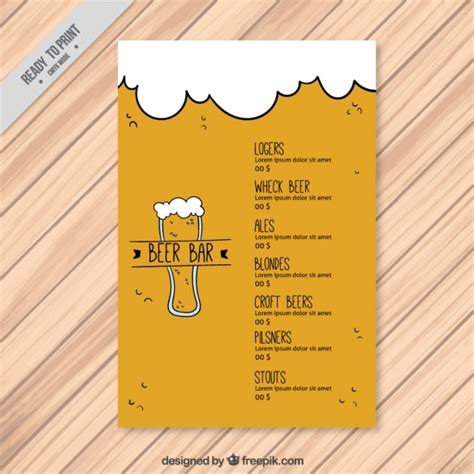 Menu de l'Abyss Bar avec différentes bières disponibles