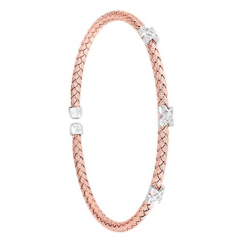 Bracelet jonc Valenzi en argent 925 rhodié rose avec oxydes de zirconium