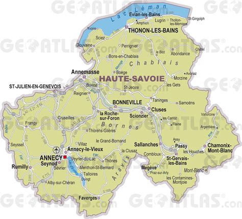 Carte de la Haute-Savoie avec Annecy mise en évidence