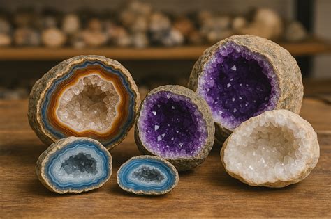 Schéma expliquant la formation d'une géode de quartz