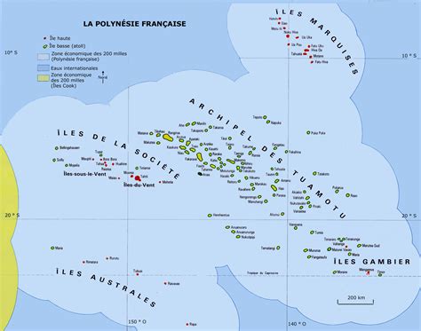 Carte de la Polynésie française avec les zones de culture des perles de Tahiti
