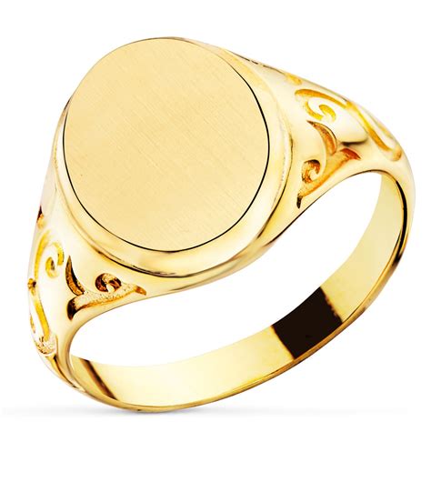 Illustration d'une chevalière masculine en plaqué or avec un plateau orné d'initiales ou d'un motif gravé.