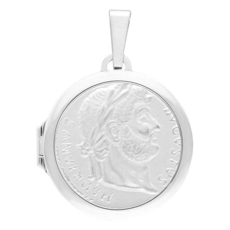 Pendentif médaillon Napoléon III en argent 925 rhodié avec représentation du profil de l'empereur