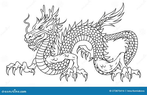 Représentation artistique d'un dragon chinois dans un style traditionnel, avec des nuages et des symboles auspicieux.