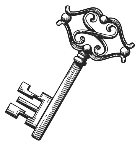 Illustration d'une clé ancienne et ornée