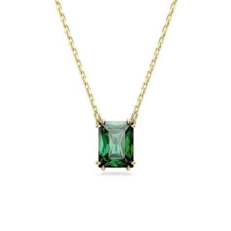 Pendentif œil vert Swarovski avec chaîne en or rosé