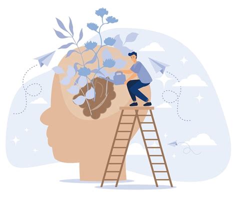 Illustration représentant le concept de transformation personnelle avec des symboles de croissance