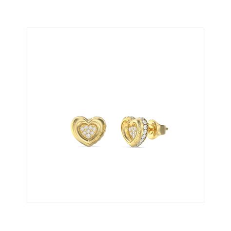Photo des boucles d'oreilles Guess cœur BELOVED en acier doré, serties de zircons