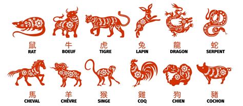 Illustration des 12 animaux du zodiaque chinois