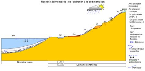 Schéma illustrant la formation de placers et la concentration de minéraux lourds