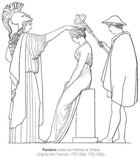 Représentation artistique de la création de Pandore par Héphaïstos, modelant la figure féminine à partir d'argile.