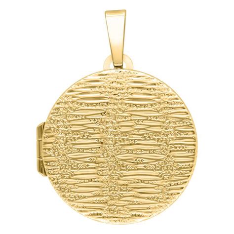 Médaillon rond en or jaune sablé avec le symbole du Verseau.