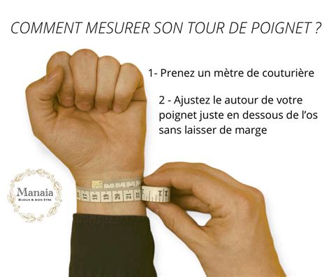 Infographie expliquant comment mesurer son poignet pour choisir la bonne taille de bracelet manchette