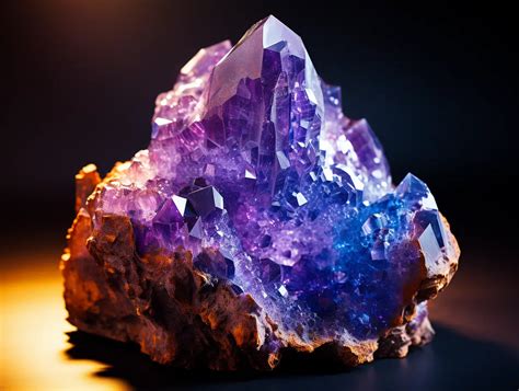 Photo d'une belle améthyste violette, illustrant sa couleur profonde et ses formations cristallines.