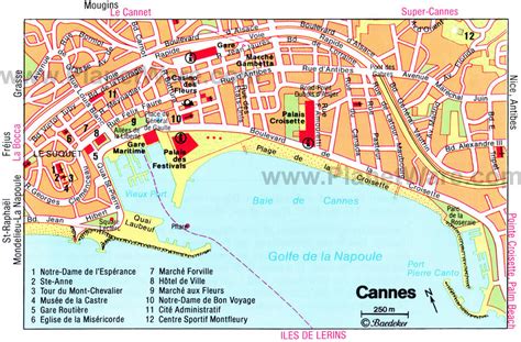 Carte de Cannes avec les adresses de bijouteries sélectionnées