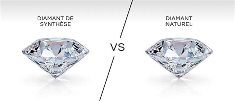 Comparaison visuelle entre un diamant naturel et un diamant synthétique, mettant en évidence leurs origines différentes.