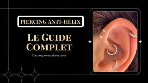 Schéma illustrant les points d'insertion d'un piercing industriel traditionnel (hélix et anti-hélix) reliés par une barre.