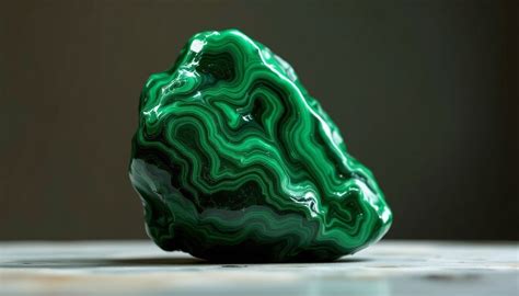 Illustration de la pierre de malachite avec ses motifs concentriques caractéristiques.