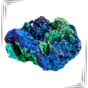 Illustration de la pierre Azurite Malachite avec ses couleurs bleues et vertes caractéristiques.