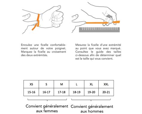 Croquis d'un bracelet avec des mesures pour indiquer le tour de poignet.