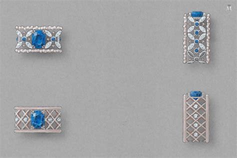 Exemple de gouaché : maquette pour une bague ou un bracelet Dael & Grau, montrant le dessin technique et les couleurs