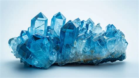 Diverses nuances de topaze bleue, allant du bleu pâle au bleu intense, présentées sous forme de pierres brutes et taillées.