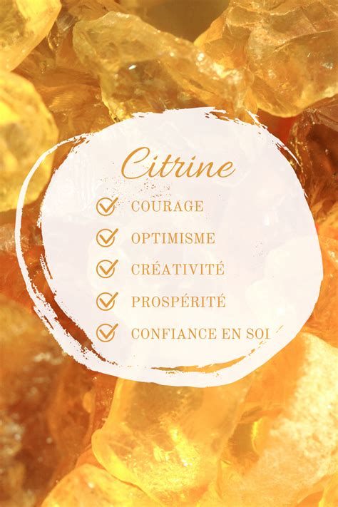 Infographie résumant les principales vertus de la citrine en lithothérapie