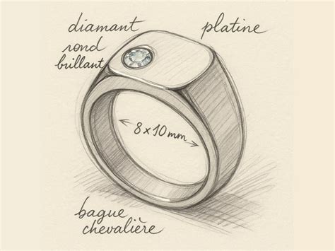 Illustration d'une bague chevalière avec un large chaton gravé d'armoiries