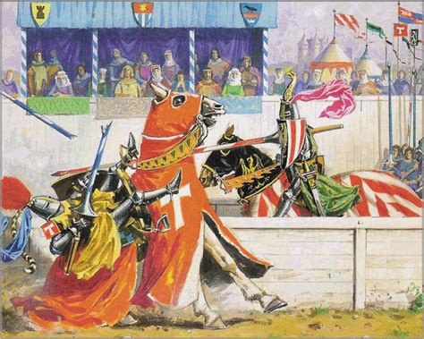 Illustration de chevaliers médiévaux portant des armoiries sur leurs bagues