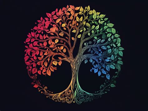 Représentation stylisée de l'Arbre de Vie, symbolisant la connexion entre le ciel et la terre.
