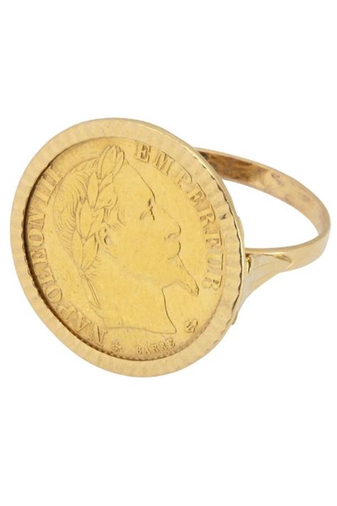 Schéma d'une bague Napoléon 10 francs 18K avec la pièce de monnaie incrustée