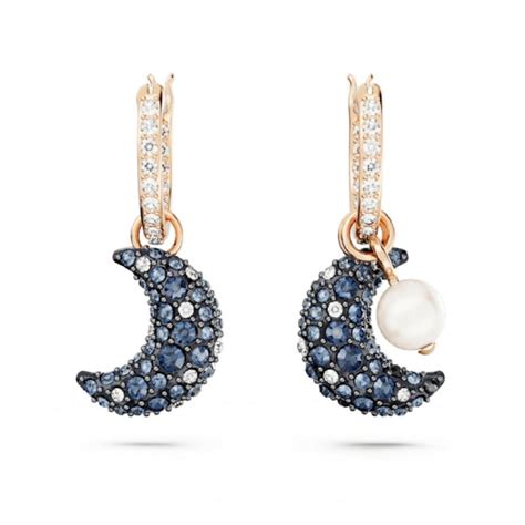 Image de boucles d'oreilles Swarovski avec des perles grises et noires ornées de cristaux